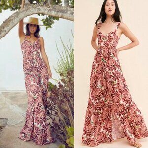 Agua Bendita Cotton Blare Floral Maxi Dress S